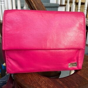 Coletta  Crossbody bag  Clutch Genuine leather  Hot dark Pink 9.25”w x 8”h x 2”d
